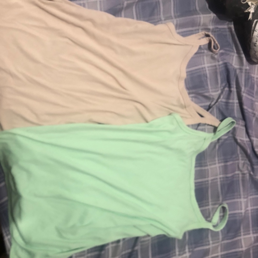Beige And Light Green Tank Tops